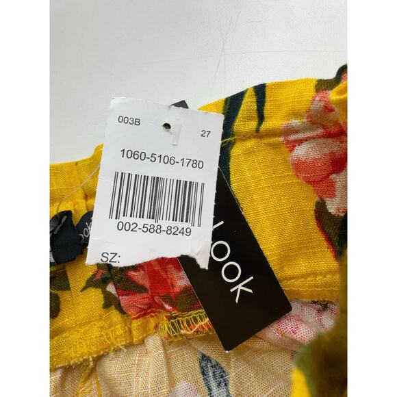 New Look Linen Blend Women’s Shorts Sz Small Yellow Red Floral Beachy - Picture 6 of 8
